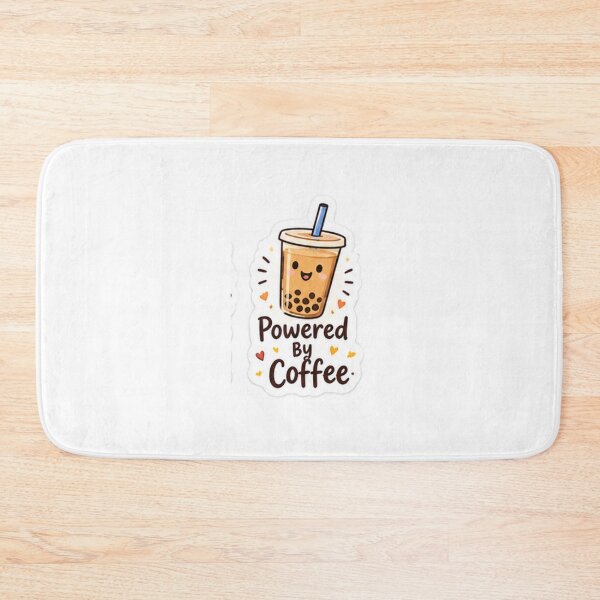 Item preview, Powered by Coffee Cute Boba Coffee Sticker – Funny Coffee Lover Design designed and sold by LearnFunStore.