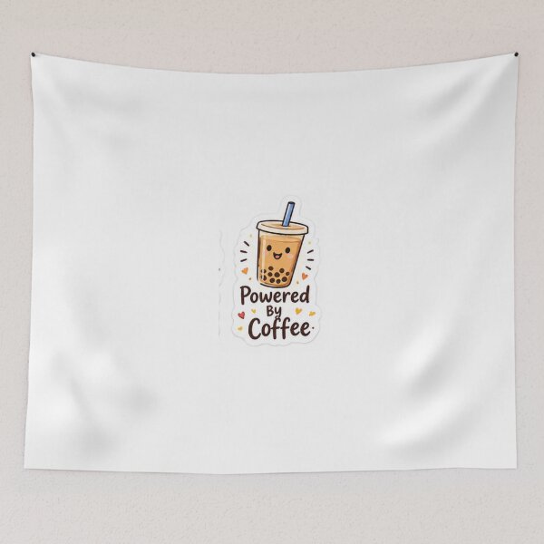 Item preview, Powered by Coffee Cute Boba Coffee Sticker – Funny Coffee Lover Design designed and sold by LearnFunStore.