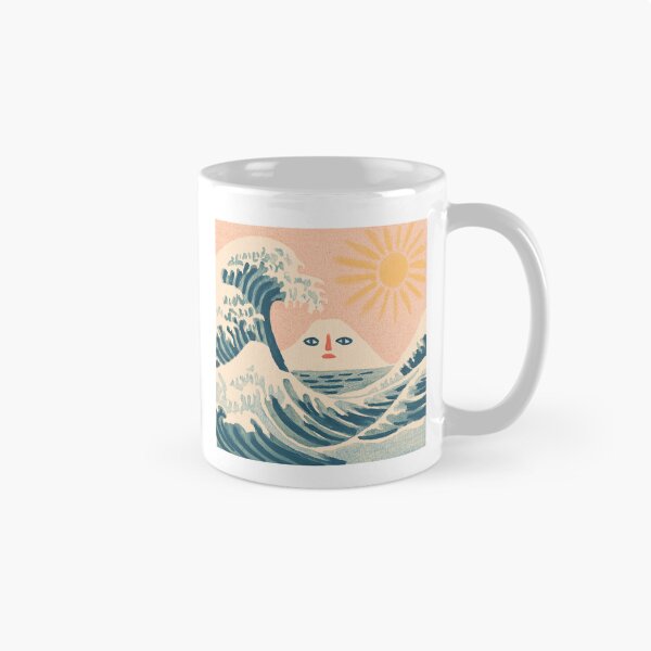 Item preview, Japanese Wave and Sun – Whimsical Fuji Folk Art designed and sold by YohakuPause.