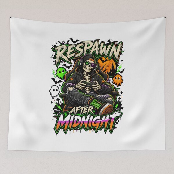 Item preview, Skeleton Gamer Respawn After Midnight Spooky Art designed and sold by Dmo3HarkoArt.