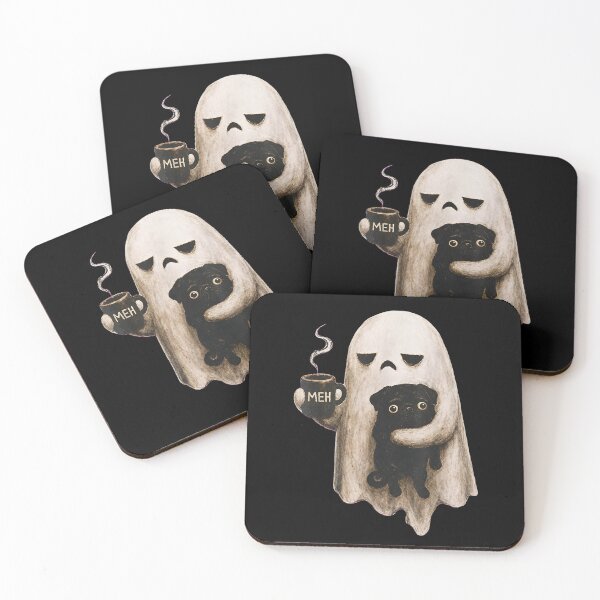 Item preview, Grumpy Ghost Holding Black Pug Dog Meh Coffee Cup Halloween  designed and sold by MatherFisher.