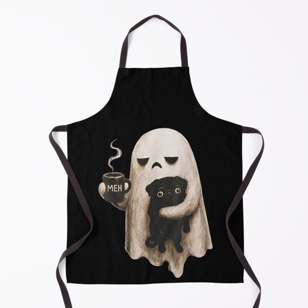 Item preview, Grumpy Ghost Holding Black Pug Dog Meh Coffee Cup Halloween  designed and sold by MatherFisher.