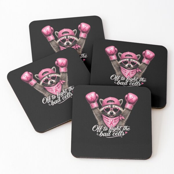 Item preview, Off to Fight Bad Cells Boxing Raccoon Breast Cancer Awareness designed and sold by boisomari.