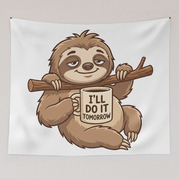Item preview, Do It Tomorrow Sloth Mug designed and sold by Flamocha.