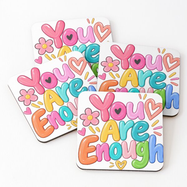 Item preview, You Are Enough Colorful Positive Affirmation Design designed and sold by wecrea.