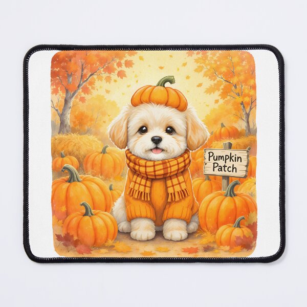 Item preview, Maltipoo Pumpkin Patch Autumn Art designed and sold by Kedspicedesign.