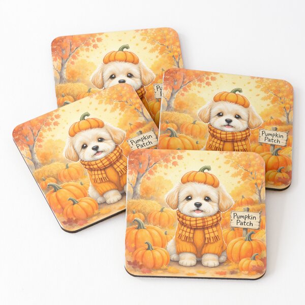 Item preview, Maltipoo Pumpkin Patch Autumn Art designed and sold by Kedspicedesign.