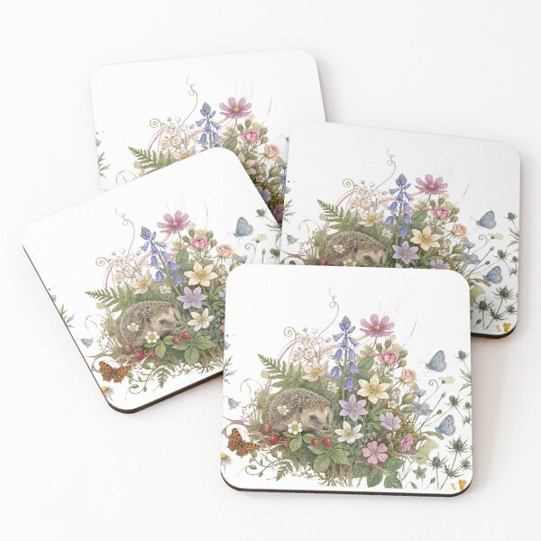 Item preview, Watercolor flowers and hedgehog designed and sold by YBY1981.