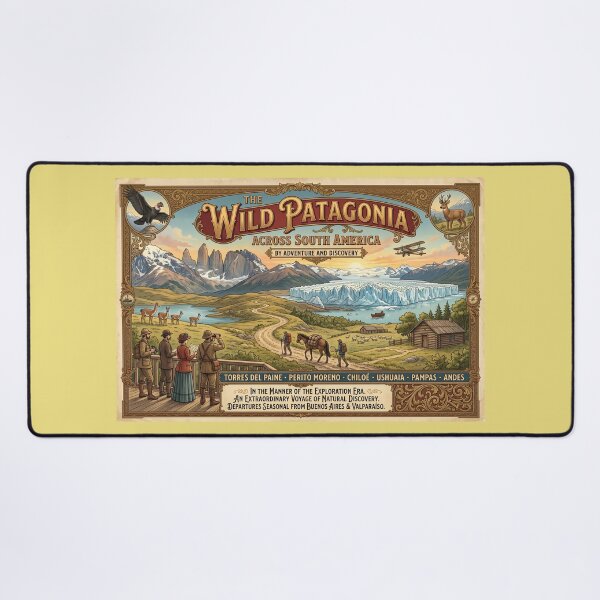Item preview, Wild Patagonia Vintage Exploration Travel Poster designed and sold by ArtworkNorth.