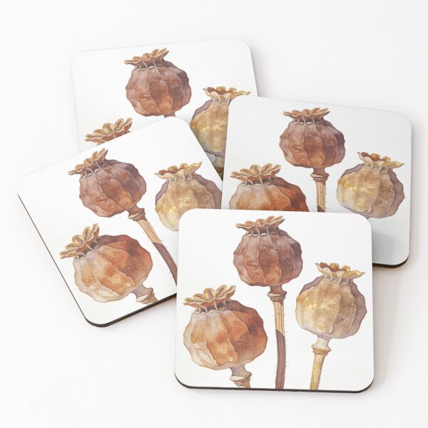 Item preview, Dried Poppy Seed Pods Watercolor - Earthy Minimalist Botanical Wall Art designed and sold by sana designer.