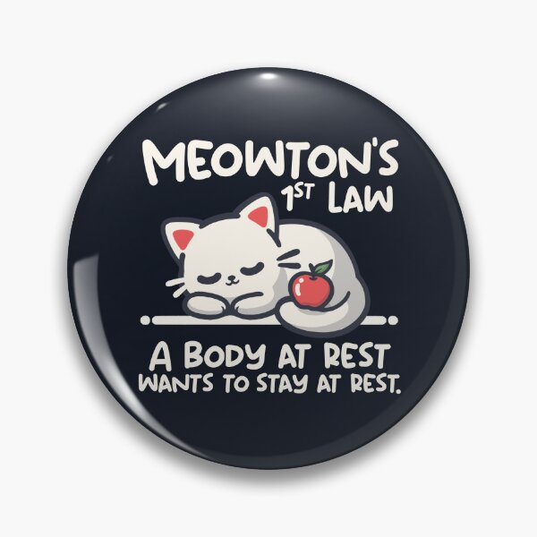 Item preview, Meowton's First Law A Body at Rest Cute Sleeping White Cat and Red Apple  designed and sold by NemiMakeit.