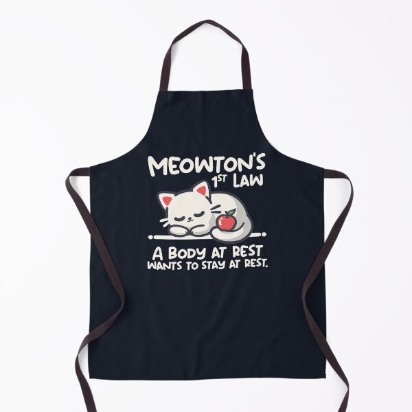 Item preview, Meowton's First Law A Body at Rest Cute Sleeping White Cat and Red Apple  designed and sold by NemiMakeit.