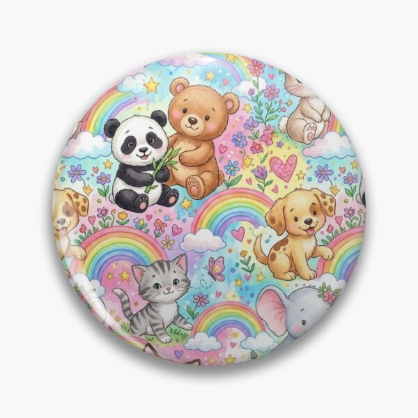 Item preview, Cute Baby Animals Rainbow Textile Pattern Art designed and sold by ShivCraftStudio.