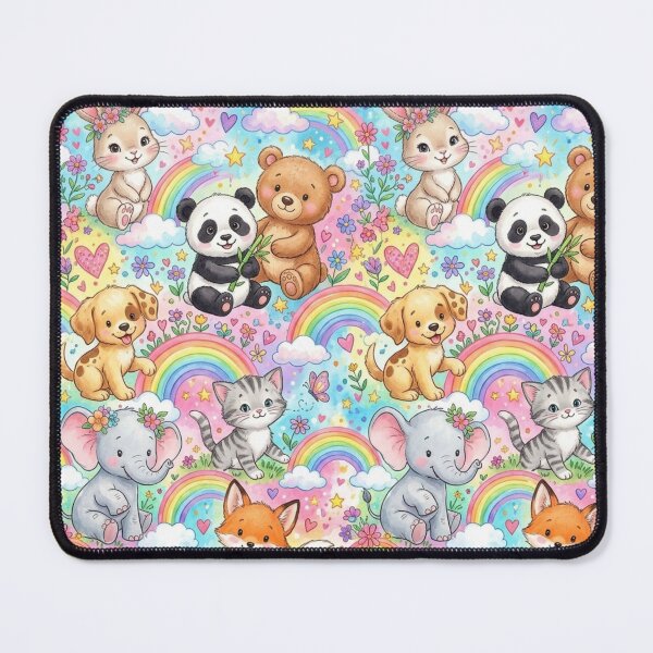 Item preview, Cute Baby Animals Rainbow Textile Pattern Art designed and sold by ShivCraftStudio.