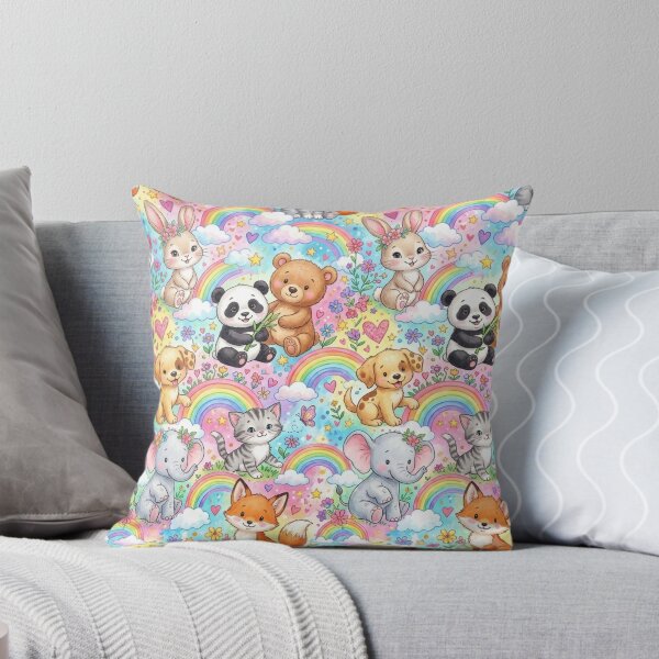 Item preview, Cute Baby Animals Rainbow Textile Pattern Art designed and sold by ShivCraftStudio.