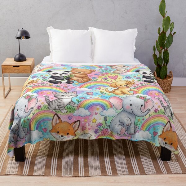 Item preview, Cute Baby Animals Rainbow Textile Pattern Art designed and sold by ShivCraftStudio.