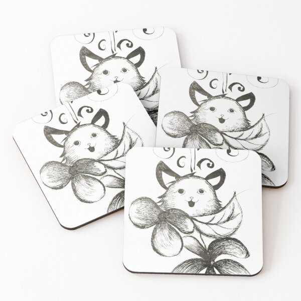 Item preview, Whimsical Flower Cat - Black and White Ink Drawing designed and sold by NipunCanvas7.