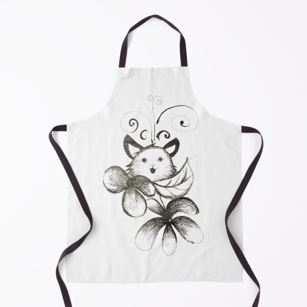 Item preview, Whimsical Flower Cat - Black and White Ink Drawing designed and sold by NipunCanvas7.