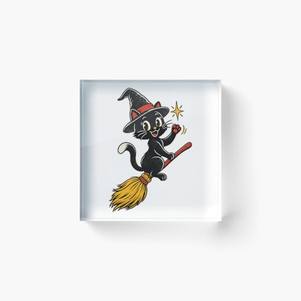 Item preview, Halloween Witch Cat Riding a Magic Broom designed and sold by StudioSand.