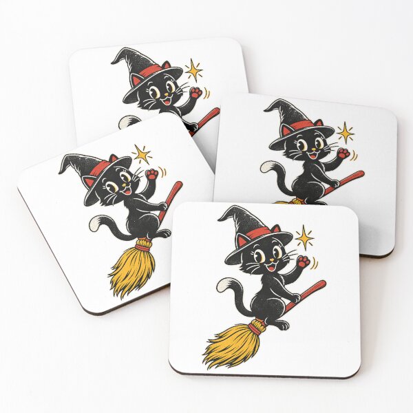 Item preview, Halloween Witch Cat Riding a Magic Broom designed and sold by StudioSand.