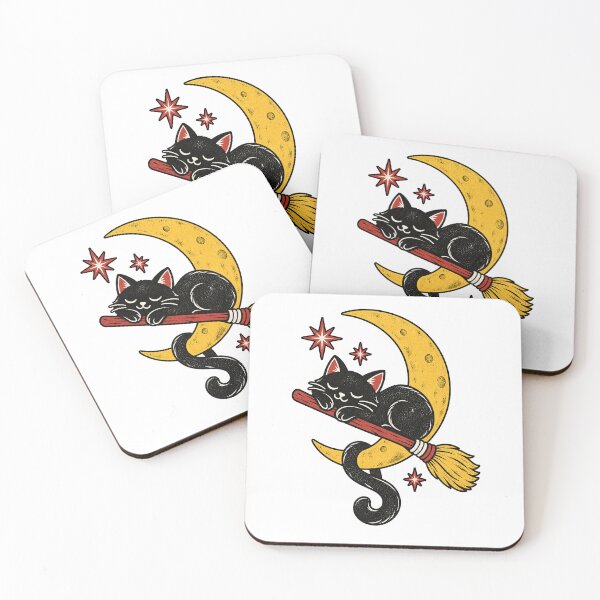 Item preview, Halloween Black Cat Napping on the Crescent Moon designed and sold by StudioSand.