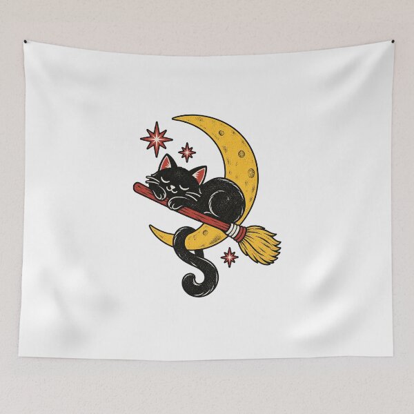 Item preview, Halloween Black Cat Napping on the Crescent Moon designed and sold by StudioSand.
