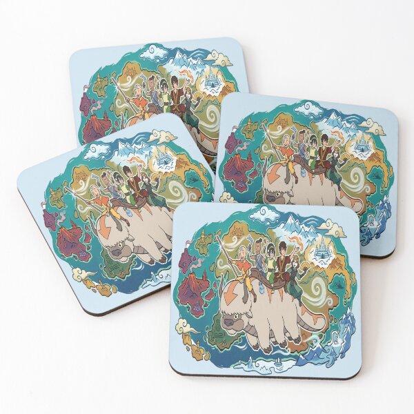 Item preview, Team Avatar World Map Flying Appa Graphic Art designed and sold by Fine-Arts-Lab.