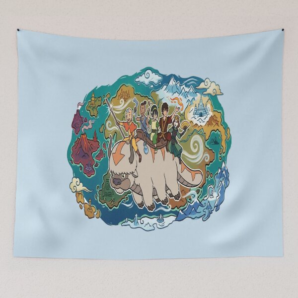 Item preview, Team Avatar World Map Flying Appa Graphic Art designed and sold by Fine-Arts-Lab.