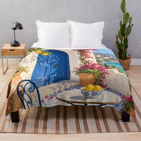 Item preview, Sunlit Mediterranean Lemon Courtyard by the Sea designed and sold by Jaani-T.
