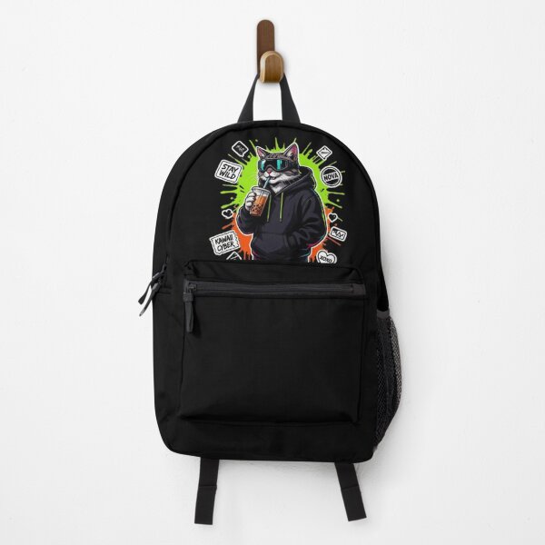 Item preview, Cool Cyber Cat Boba Tea Streetwear Cyberpunk  designed and sold by PoleksGraphics.