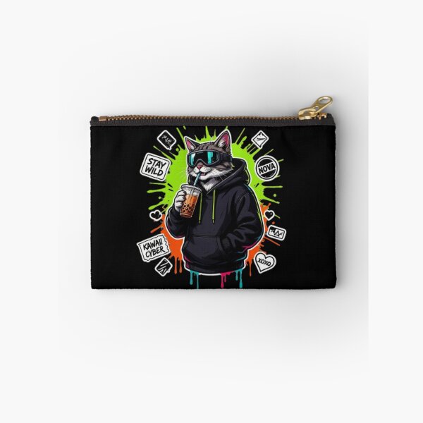 Item preview, Cool Cyber Cat Boba Tea Streetwear Cyberpunk  designed and sold by PoleksGraphics.
