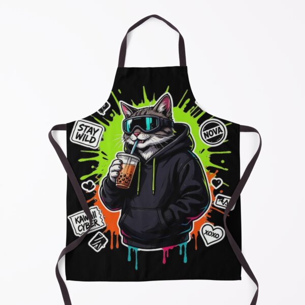 Item preview, Cool Cyber Cat Boba Tea Streetwear Cyberpunk  designed and sold by PoleksGraphics.