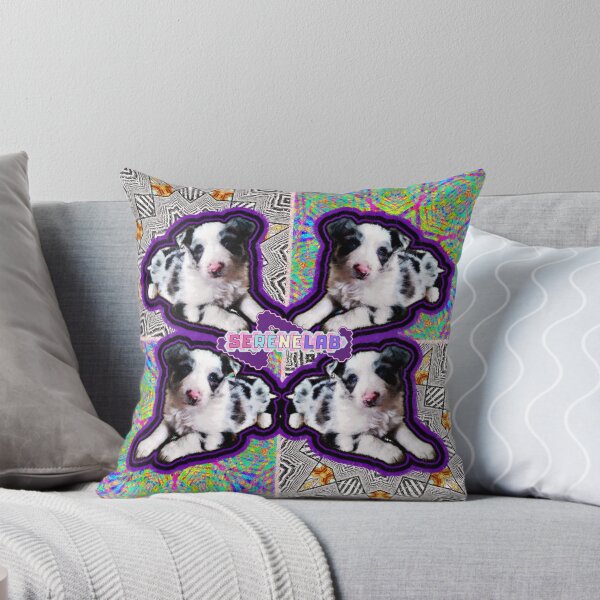 Item preview, Retro Glitch Border Collie Puppies Cyber Pattern designed and sold by Serenelab777.
