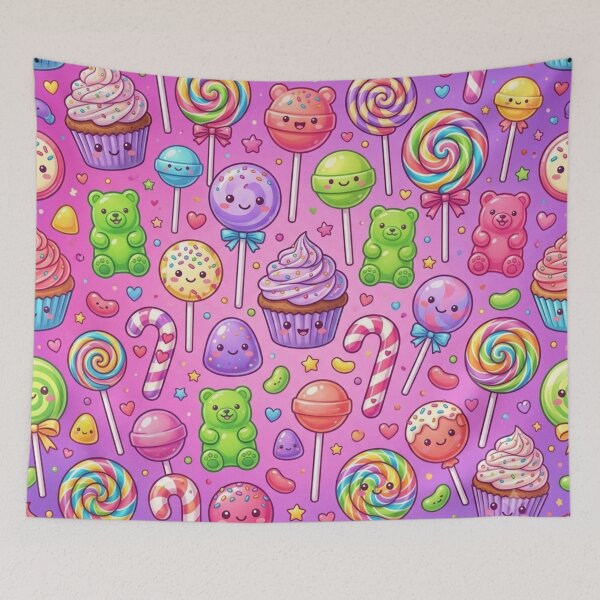 Item preview, Cute Candy Land Kawaii Sweets Seamless Textile Pattern Art designed and sold by ShivCraftStudio.