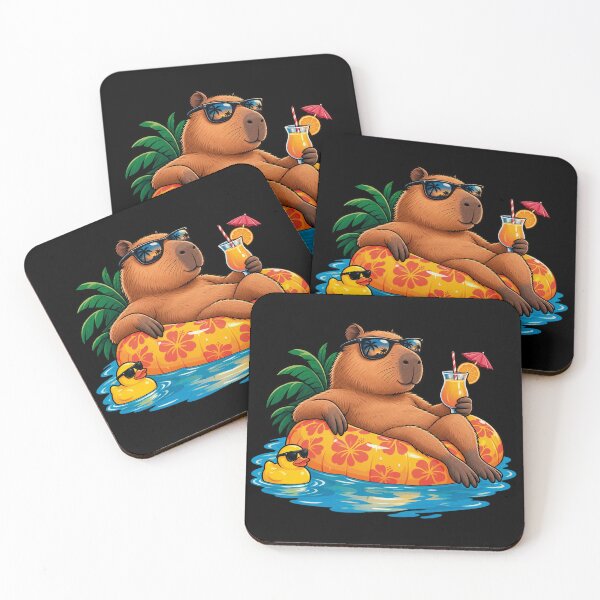 Item preview, Chilling Capybara Summer Vacation Pineapple Pool Float designed and sold by CrazySzoopWorld.