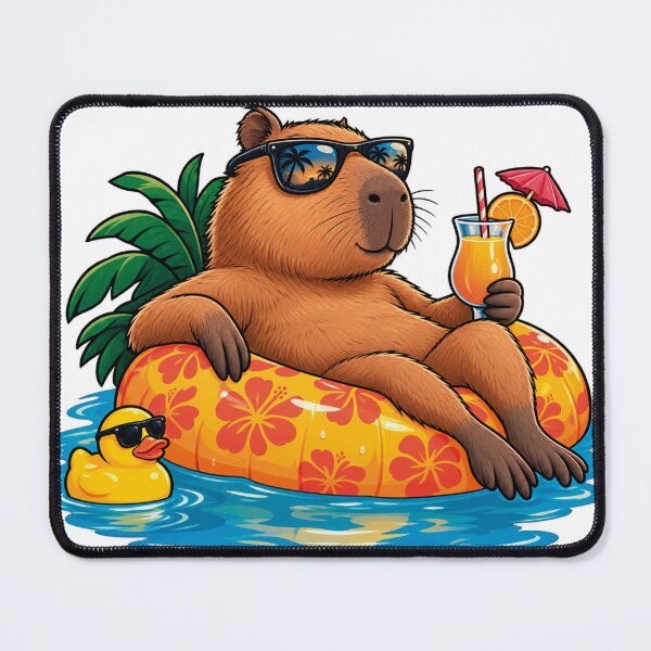 Item preview, Chilling Capybara Summer Vacation Pineapple Pool Float designed and sold by CrazySzoopWorld.