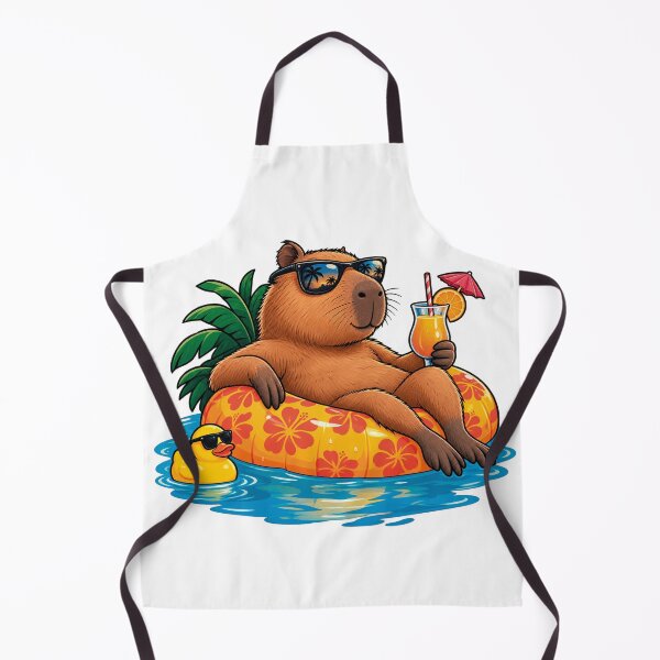 Item preview, Chilling Capybara Summer Vacation Pineapple Pool Float designed and sold by CrazySzoopWorld.