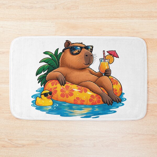 Item preview, Chilling Capybara Summer Vacation Pineapple Pool Float designed and sold by CrazySzoopWorld.