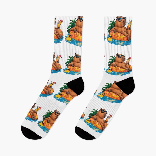 Item preview, Chilling Capybara Summer Vacation Pineapple Pool Float designed and sold by CrazySzoopWorld.
