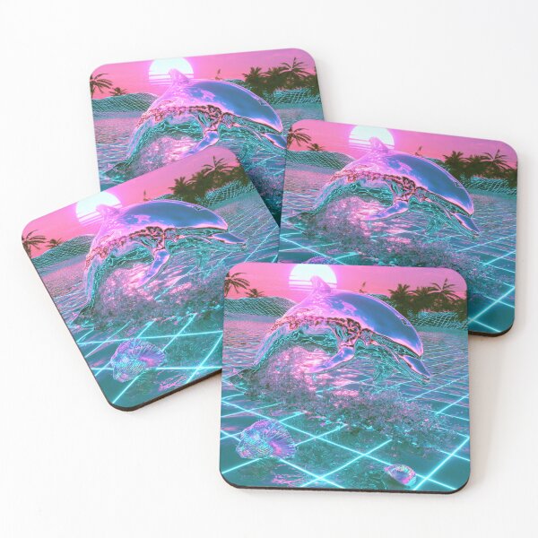 Item preview, Synthwave Chrome Dolphin 80s Vaporwave Sunset designed and sold by lovesicklotus.
