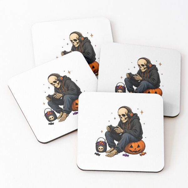 Item preview, Skeleton Gamer on Pumpkin Halloween Design designed and sold by OlyvieArt.
