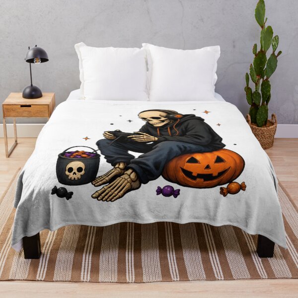Item preview, Skeleton Gamer on Pumpkin Halloween Design designed and sold by OlyvieArt.