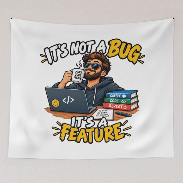 Item preview, It's Not A Bug It's A Feature Funny Programmer designed and sold by CrazySzoopWorld.