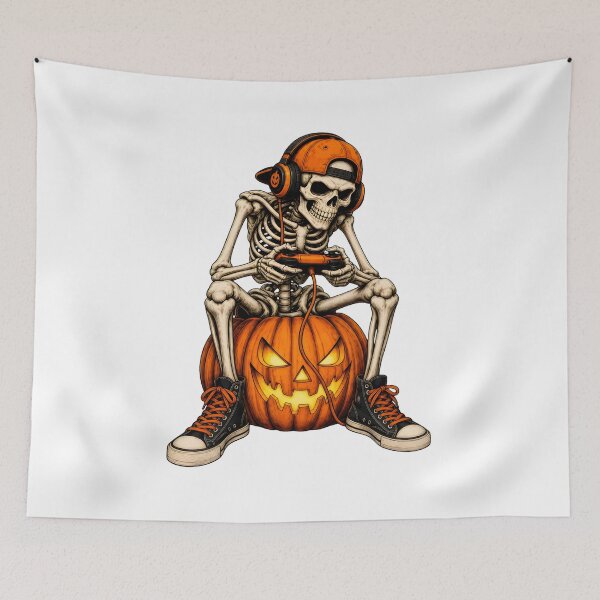 Item preview, Skeleton Gamer Pumpkin Halloween designed and sold by OlyvieArt.