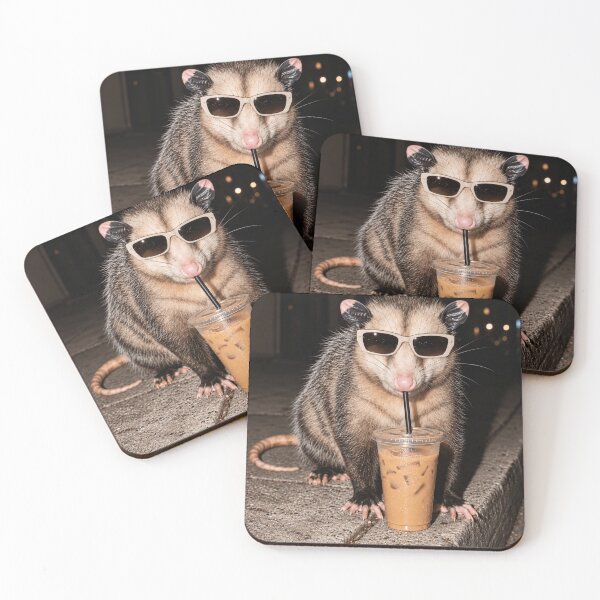 Item preview, Funny Iced Coffee Opossum Sunglasses – Cute Coffee Lover Animal designed and sold by Morescitaf.