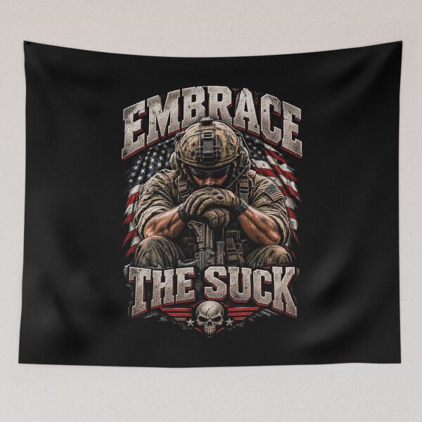 Item preview, Embrace The Suck Military Soldier Patriotic Veteran Quote designed and sold by CrazySzoopWorld.