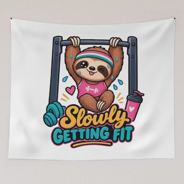 Item preview, Slowly Getting Fit Funny Sloth Gym Workout designed and sold by CrazySzoopWorld.