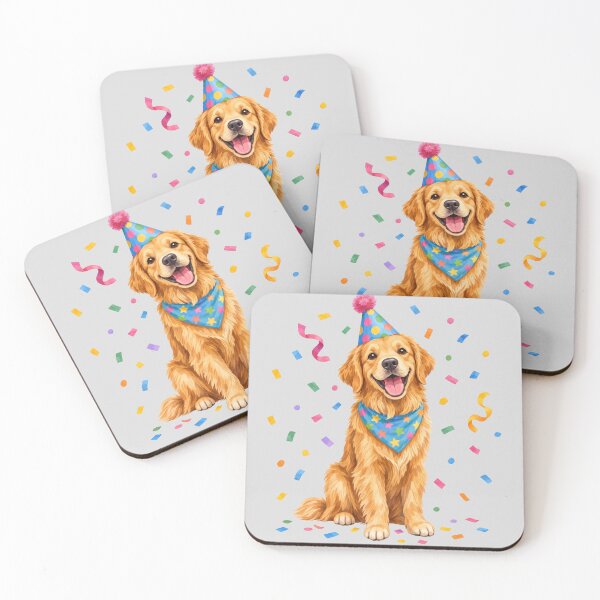 Item preview, Celebrating Golden Retriever with Party Confetti designed and sold by hattie's.