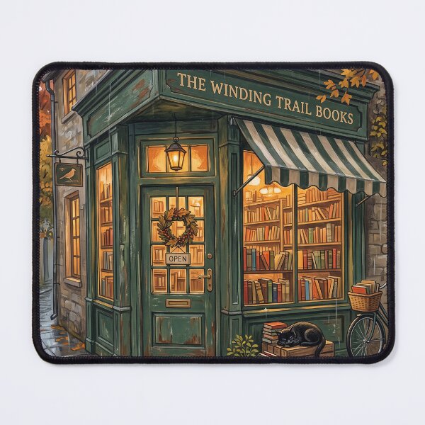 Item preview, Rainy Evening at the Bookstore - Cozy Autumn Storybook Illustration designed and sold by MissoStudio.