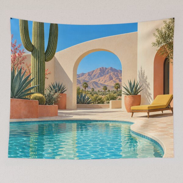 Item preview, Bright Mid-Century Desert Cactus Poolside designed and sold by Jaani-T.